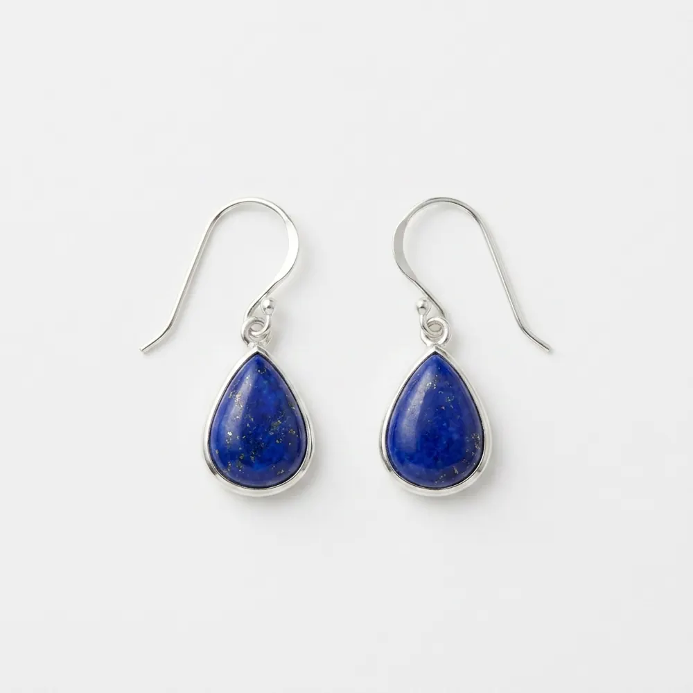 Lapis teardrop drop earring — original product photo before AI try-on