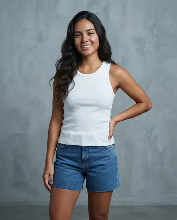 Hands on hips, three-quarter turn.