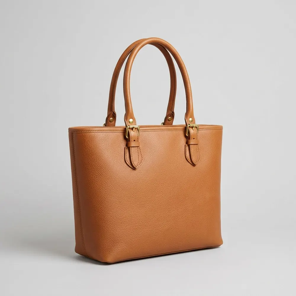 Tan structured leather tote — original product photo before AI try-on