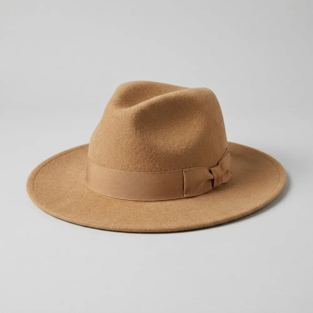 Camel wool felt fedora — original product photo before AI try-on