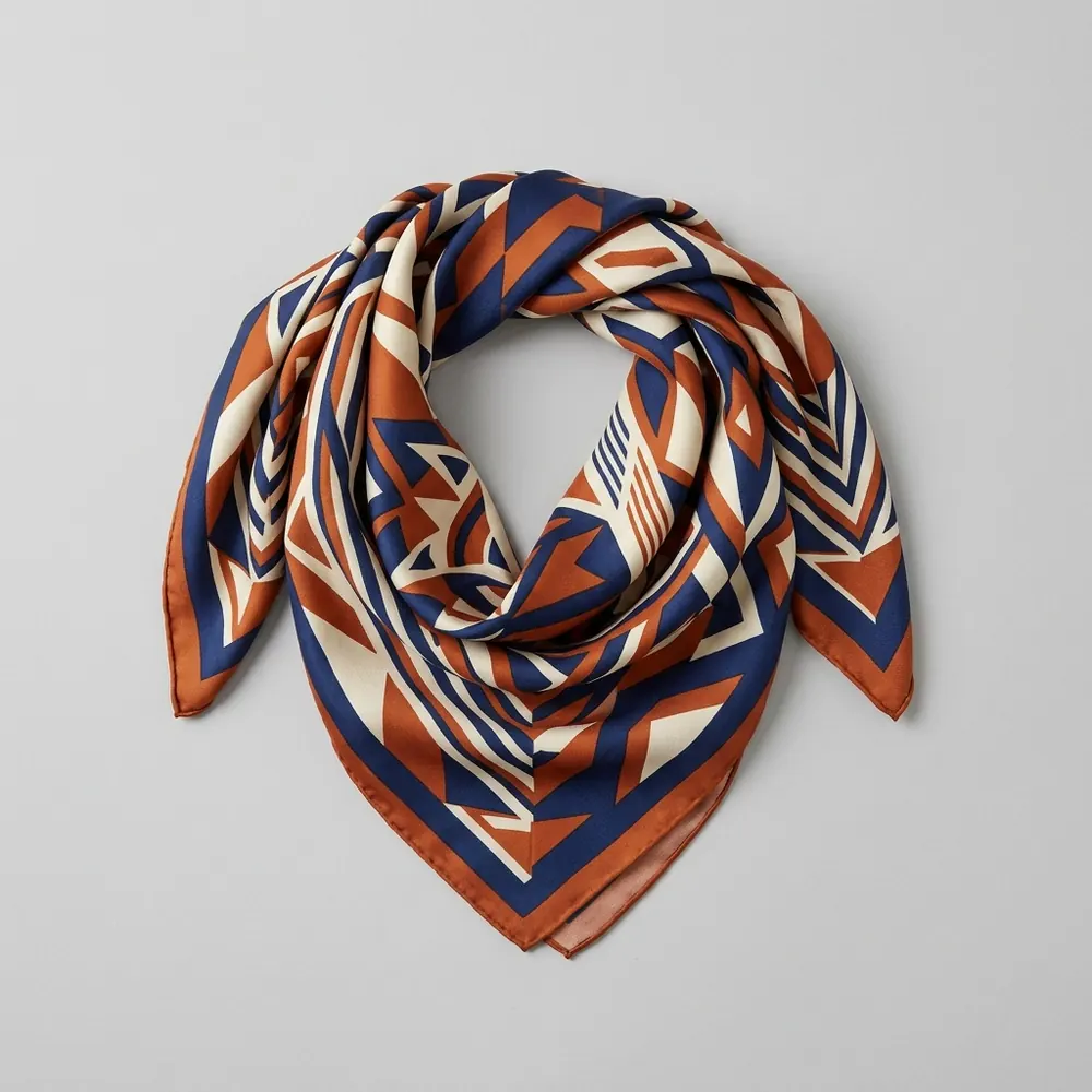 Printed silk twill scarf — original product photo before AI try-on