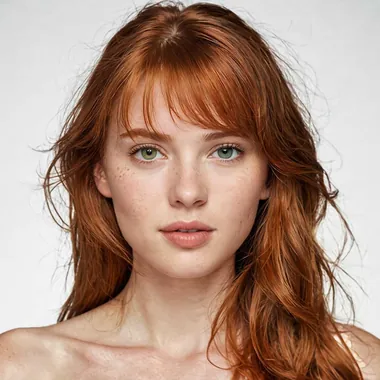 Rose — Auburn · Freckled AI fashion model