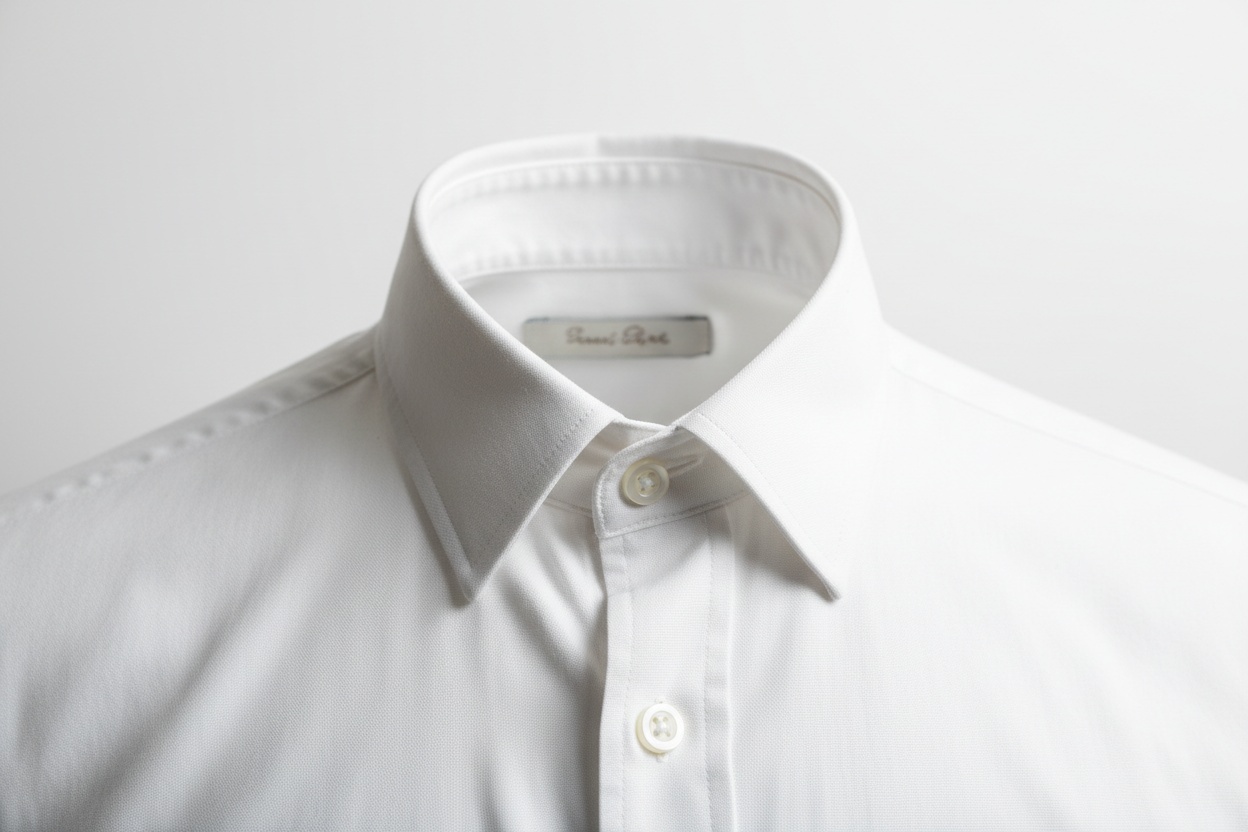 Macro of a ghost mannequin neck joint showing the inner back collar through the opening