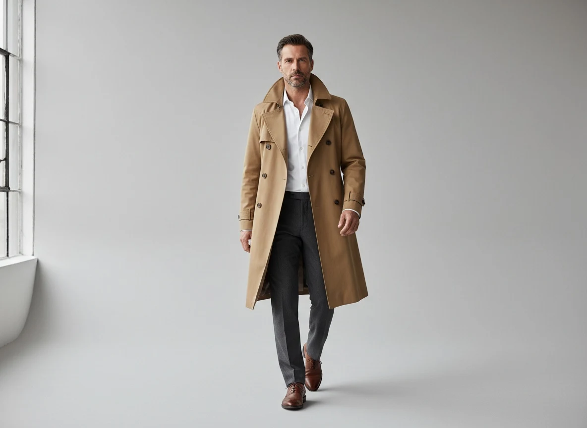 On-model outerwear photography generated for a Shopify campaign landing page