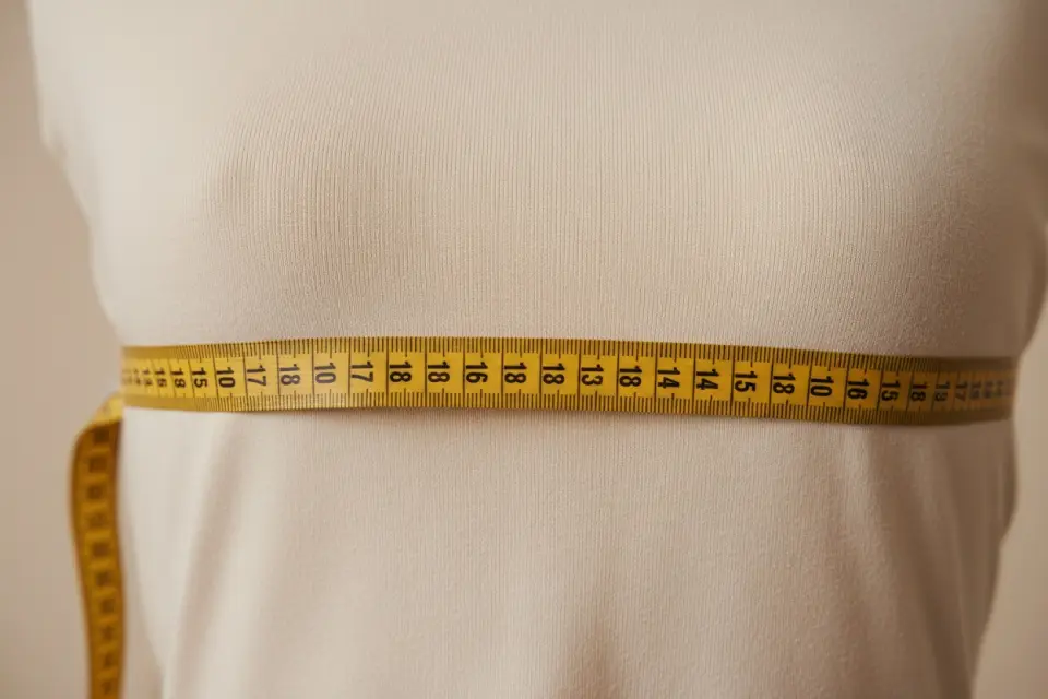 A soft tailor's tape held level around the fullest part of the bust