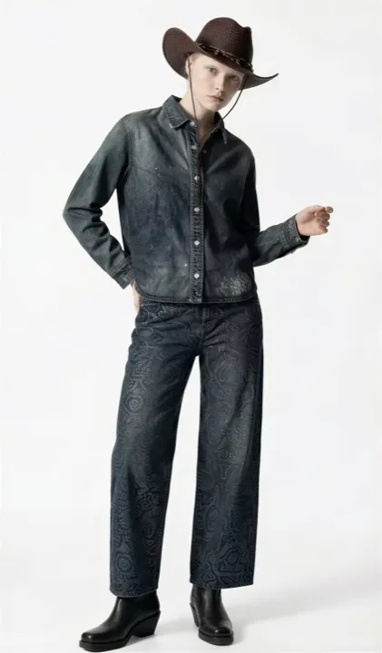 The same model and garment in a new pose