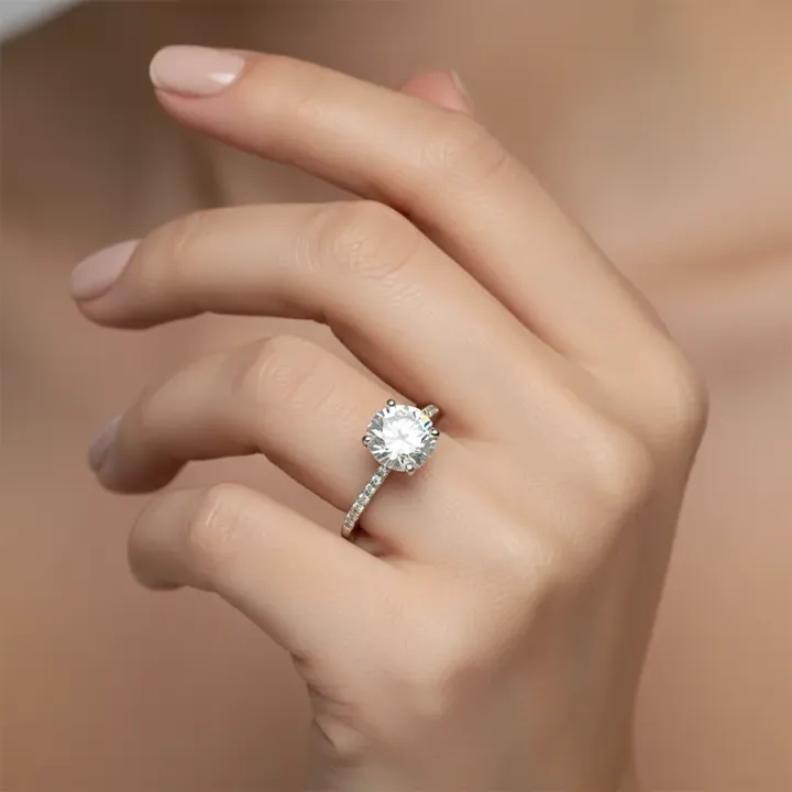 The same ring worn on an AI model's hand